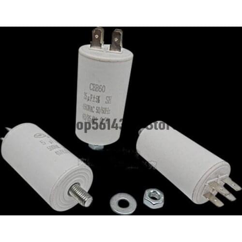 CBB60 AC 450V 4UF 5UF 6uf 8UF 10UF 5% 50/60Hz Washing Machine CBB60 Nonpolar Motor Running Capacitor 8mm Thread