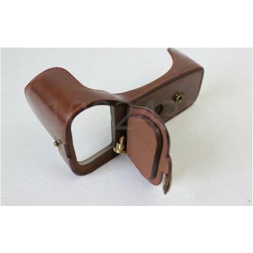 Genuine Cowhide Leather Half Body Camera Bag Case For Canon 77D PU Leather Half Body Set Cover With Battery Opening