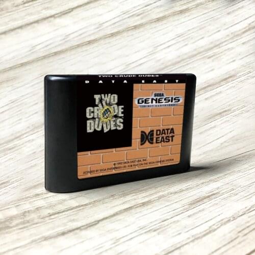 Two Crude Dudes - USA Label Flashkit MD Electroless Gold PCB Card for Sega Genesis Megadrive Video Game Console