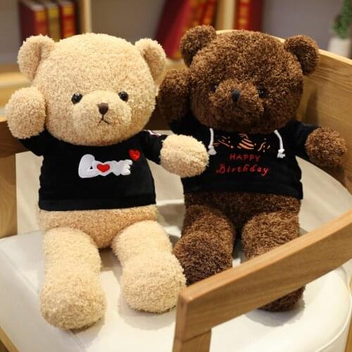 Huggable High Quality Cute Teddy Bear With Sweater Stuffed Animals Bear Plush Toys Doll Pillow Kids Lovers Birthday Baby Gift