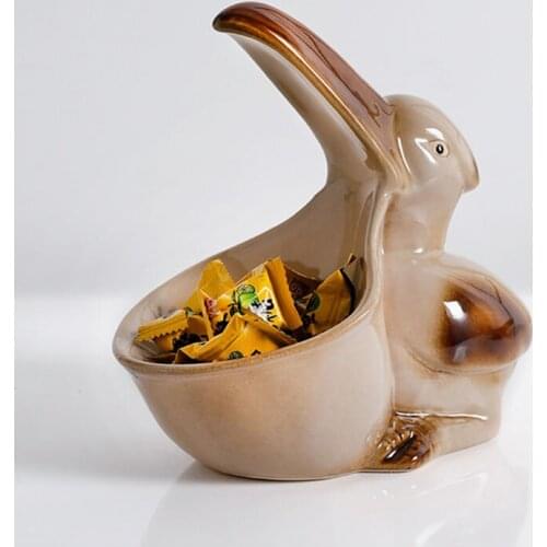 Ceramic Pelican Statue Key Candy Container Home Decoration accessories Nordic Table Storage Decor Creative Room Figurine Gift