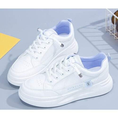Hot Sale Summer Shoes Women Mesh Breathable White Sneakers Platform 2021 Casual White Shoes for Women Flat Sneakers