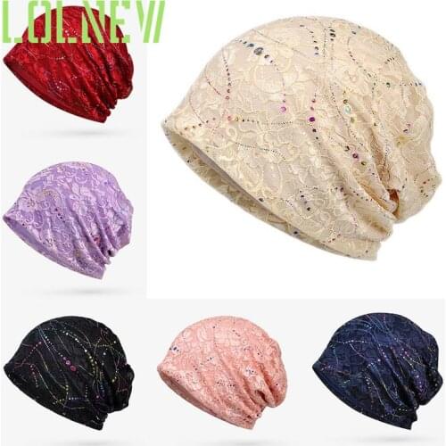 Fine Lace Turban Hat For Pregnant Woman Solid Color Jacquard Hat Beanies For Women