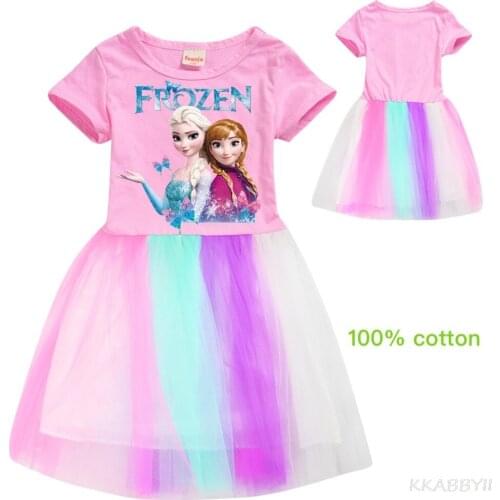 Disney Frozen Dresses Summer Baby Girls Cotton Clothes Princess Dress Snow Queen Cosplay Costume New Years Party Dress