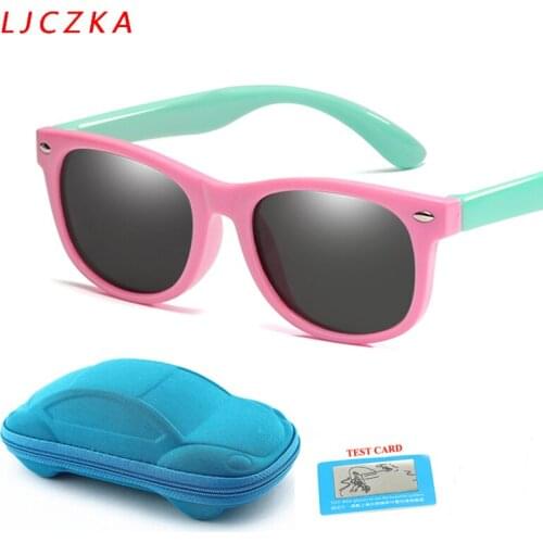 LJCZKA Polarized Kids Sunglasses Flexible Frame Cute Children Eyeglasses Baby Girls Boys Eyewear Kids Gift Festival Gafas UV400