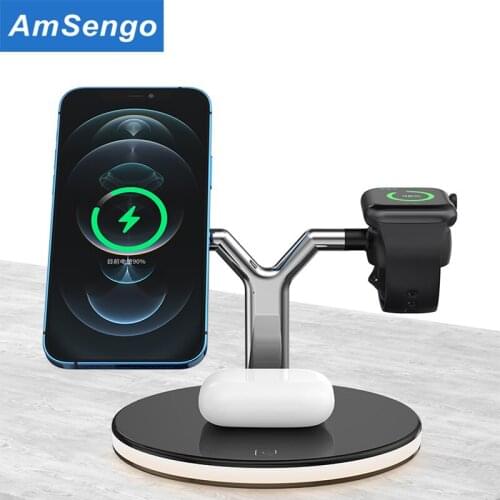 For iPhone 12 12 Pro Max 12mini Fast 20W Magnetic Wireless Chargers Stand Magnet Charges For Apple Watch SE 6 5 4 3 AirPods Pro