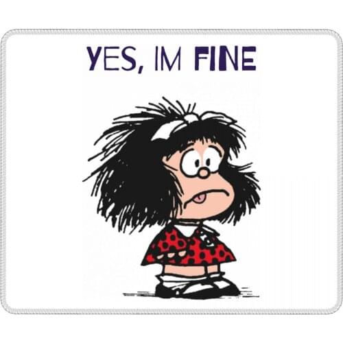 Cartoon Mafalda Or Quiero Cafe Printed Harajuku Vintage Mouse Pad Antislip Desk Mat Pads Natural Rubber PC Table Decor Cover