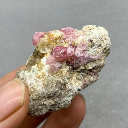 Natural Vietnamese ruby ​​ore specimens, tourmaline crystals are rare