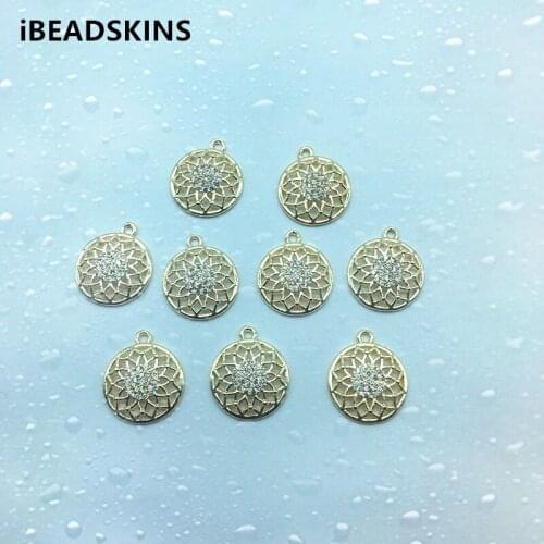 New arrival! 17x14mm 50pcs Copper/Cubic zirconia Round charm for Necklace DIY /Earrings parts,hand Made Earrings Jewelry DIY