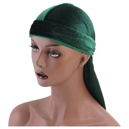New Material Durag Mens Velvet Durags Bandana Turban Doo rag Biker Headwear Headband Pirate Hat Hair Accessories