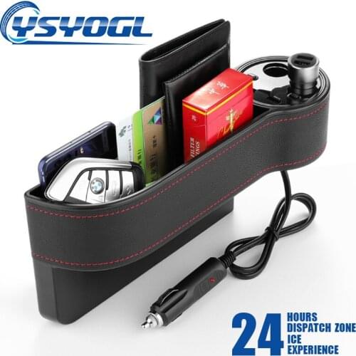 Deelife Car Seat Gap Organizer Crevice Storage Box Slit Pocket Catcher PU Leather Case Bag Cup Drink Holder Auto USB Charger