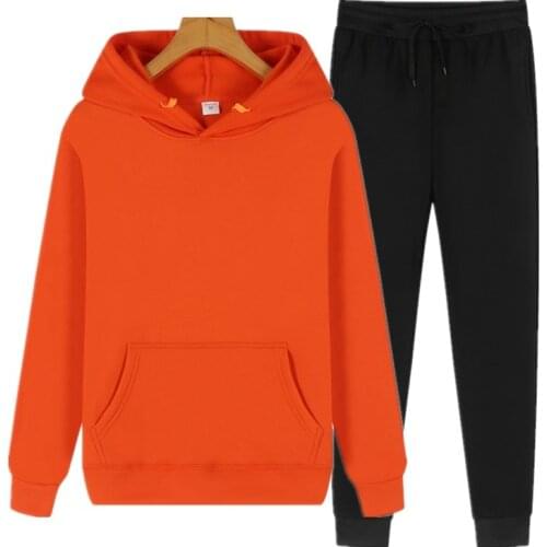 Autumn and winter hoodie mens fashion fleece jacket + pants casual jogging suit sportswear sweatshirt womens pullover