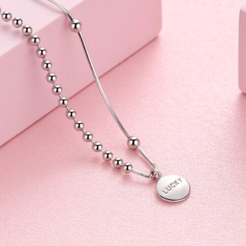 925 Sterling Silver Jewelry Exquisite Lucky Letter Pendant Necklace For Women Wedding Party Gift 45cm Chain Choker Collares/agda