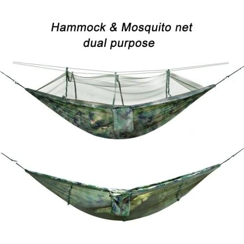 260*140cm Outdoor Nylon Parachute Fabric Camping Sleeping Hammock Portable Travel Hanging Hammock Tent With Mosquito Net
