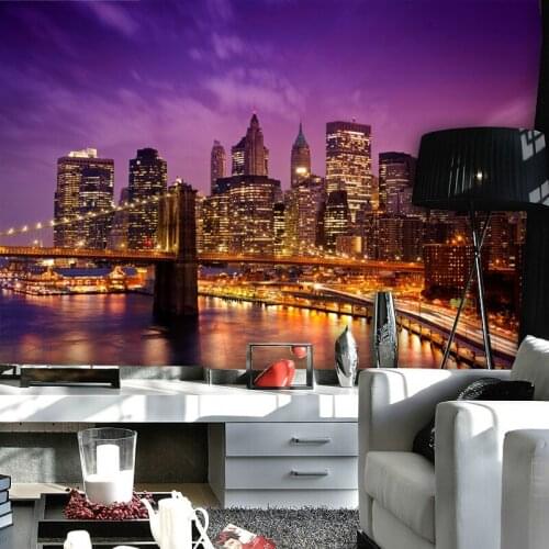 Dropship Colomac Photo Wallpaper Retro Night Bar Manhattan Bridge Wallpaper Mural Wall Papers Living Room Papier Peint Mural 3d
