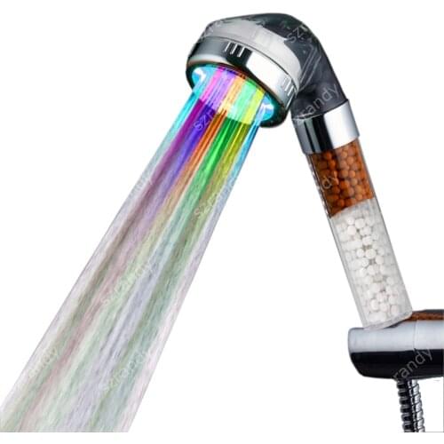 Drop shipping multicolor fast flashing Anion Therapy light plastic shower heads