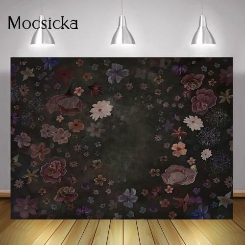 Retro Hand Painted Flowers Backdrop Floral Adult Newborn Baby Birthday Portrait Background Photo Studio Abstract Photography
