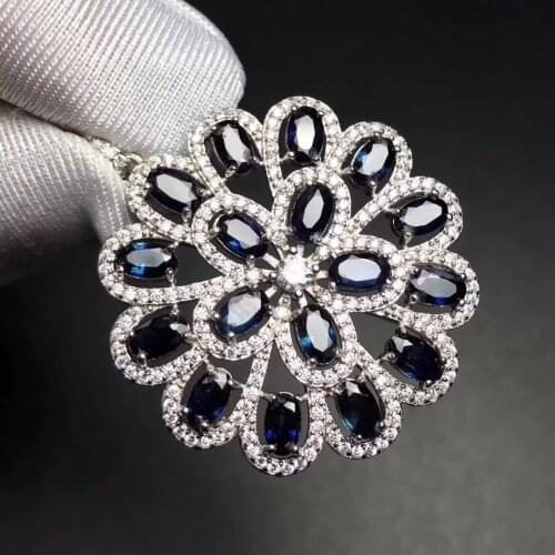 Luxurious atmosphere, natural sapphire necklace, blue gemstone, 925 silver, the latest design leads the world jewelry trend