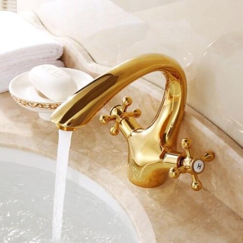 Rose Gold Brass Desk Mounted Bathroom Basin Faucets Hot Cold Mixer Double Handle Toilet Sink Water Taps For Kitchen Accessories