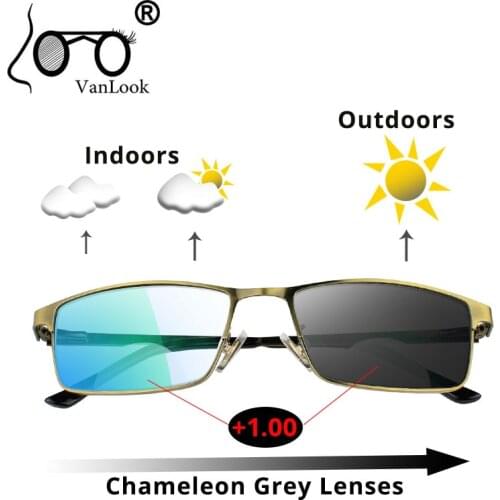 Bifocal Reading Glasses Photochromic Sunglasses Chameleon Lens Frame For Men Women Sight Eyeglasses +1.5 2 2.5