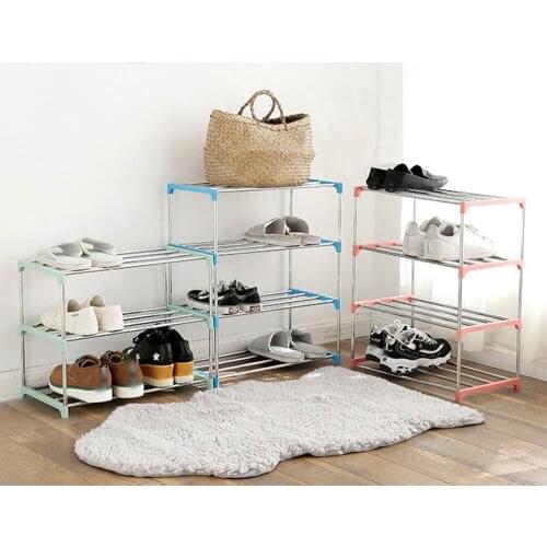 Stainless Steel Shoe Rack 4-corner Support Shoe Rack Household Supplies With Thickened Connecting Pipe Fittings Five Layers