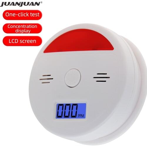CO Carbon Monoxide Alarm Sensor Poisoning Smoke LCD Display Tester Sound and Flashing Smoke Warning Monitor 25%OFF