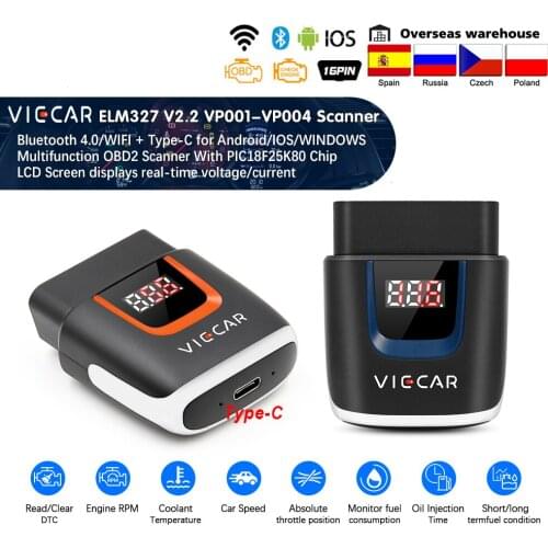 Viecar V2.2 ELM327 Bluetooth PIC18F25K80 WIFI 4.0 ELM 327 WIFI Scanner Tool OBD2 Car Diagnostic for Android/IOS code reader