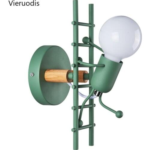 Vintage Wall Lamp Climbing Villain Sconce Mounted Iron Bedside Lights for Kids Baby Room Bedside Study Luminaire Light Fixtures