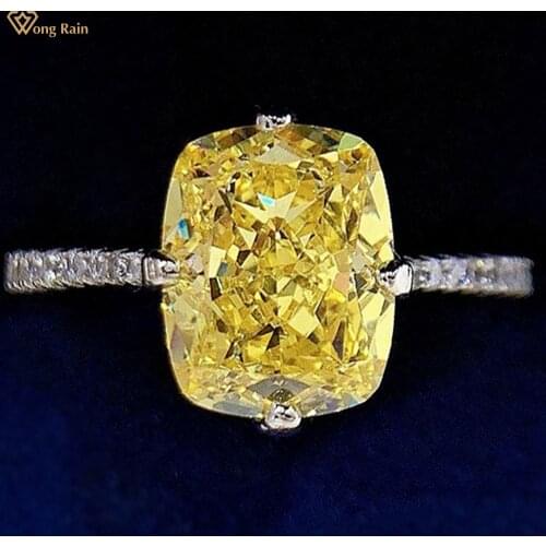 Wong Rain 100% 925 Sterling Silver Created Moissanite Gemstone Wedding Party Fine Jewelry Ring For Women Wholesale Ring Size 5-9