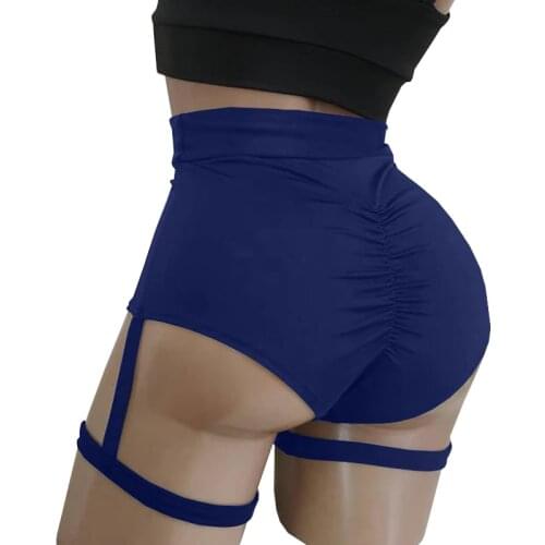 Plus Size Women Sexy Goth Shorts with Garter Leg Ring Club Slimming Shorts Pole Dance Bandage Tight Short Pants Harajuku Shorts