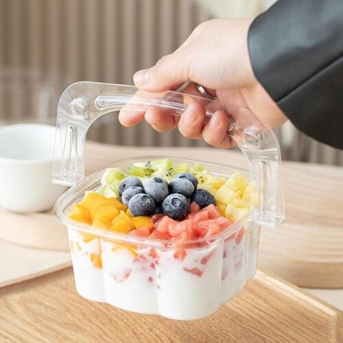20pcs Fruit salad packaging box disposable transparent protable cake cup 450ML baking decoration party favors dessert gift box
