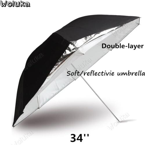 34" double-layer photography umbrella detachable dual-purpose Reflective soft umbrella hard ribs One-whole handle CD50 T10