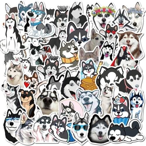 50 pcs/set Cute Cartoon Husky Shiba Pet Dog PVC Waterproof Stationery Stickers Travel Luggage Sticker Scrapbooking Diy Craft