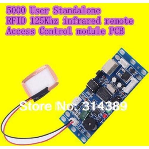5000 User Standalone RFID ID card 125Khz infrared remote Access Control PCB including extended antenna