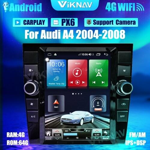 2din Android Vertical with Screen Car Radio For Audi A4 2004-2008 Auto Stereo GPS Navigation Tesla Style DVD Multimedia Player