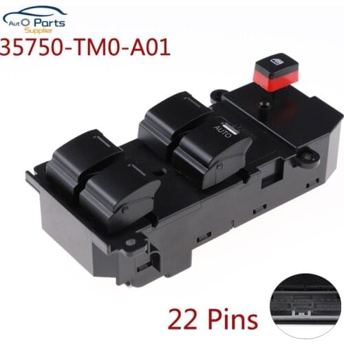 35750-TM0-A01 Auto RHD 22Pins For Honda City 2007-2012 Window Switch For Honda FIT 2009 Right High Driver Side 35750 TM0 A01