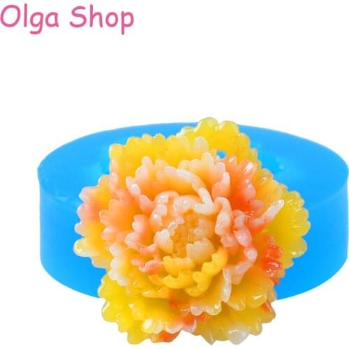 HYL302 30.2mm Peony Flower Pendant Silicone Mold - for Jewelry Making, Fodnant, Cake Decoration, Scrapbooking, Gum Paste, Resin