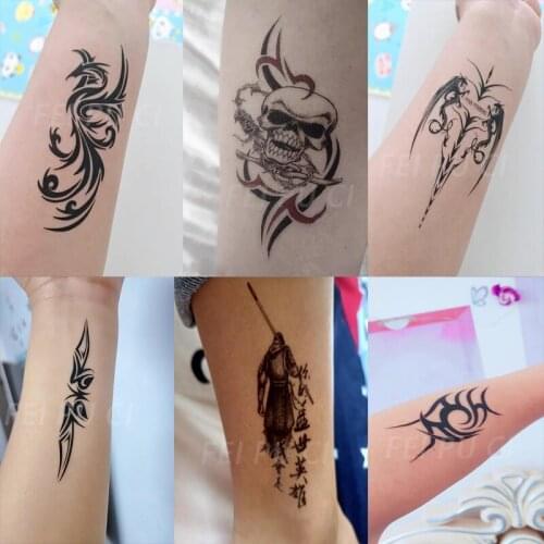 Adult Temporary Tatoo Women Fake Tattoo Sticker Totem Skull Line Hand Foot Waterproof Tattoos Tatouage For Lady Men