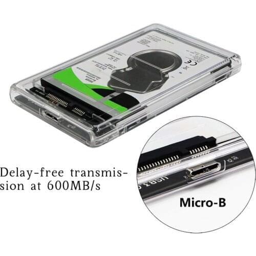 HDD Enclosure 2.5-inch USB 3.0 Hard Drive Case High Data Transmission Speed SSD Transparent Box for Windows 7/8/10 new