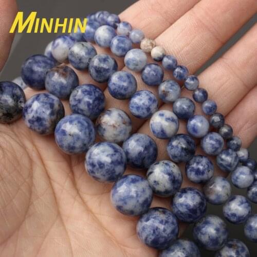 MINHIN New Natural Brandy Point Stone Beads Round Loose Space Beads For Jewelry Making 4/6/8/10/12mm Jadeite DIY Bracelets