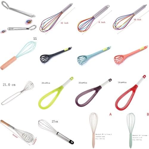 Kitchen Silicone Whisk Non-Slip Easy To Clean Egg Beater Milk Frother Kitchen Utensil Specialty Kitchen Silicone Egg Beater Tool