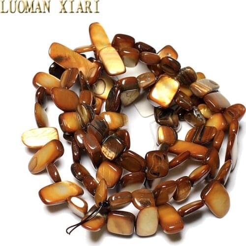 Wholesale 9-16mm Irregular Dyed Dark Brown Natural Shell Side Hole Beads For Jewelry Making Strand 34 '' DIY Necklace Bracelet