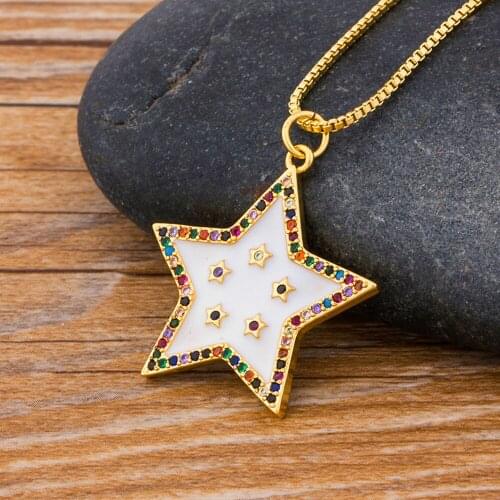 Classic Star Long Chain Pendant Necklace Copper CZ Women Fashion Jewelry Cubic Zirconia Crystals For Women Wedding Party Gifts