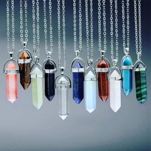 Momiji Rhombus Natural Stone Pendant Crystal Quartz Turquoises Opal Endulum Pendant for DIY Jewelry Making Necklace Accessories