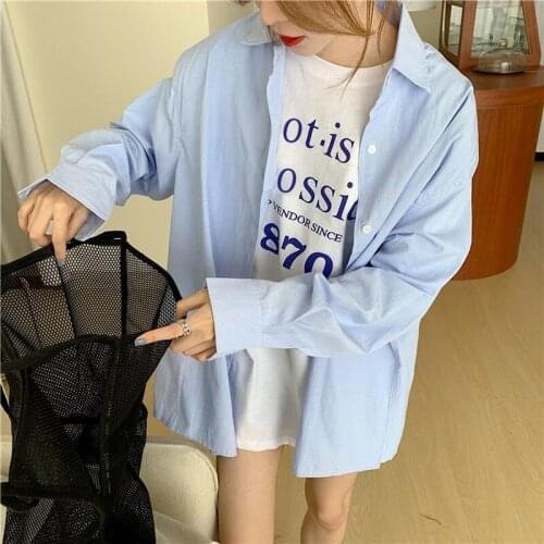 Shirts Women Long Sleeve Button Down Tops for Female Loose Shirt Simple All-match Vintage Streetwear Elegant Korean Style Blouse