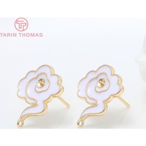 4PCS 15x18MM Hole 1.5MM 24K Gold Color Plated Brass Oil Painting Cloud Stud Earrings High Quality DIY Jewelry Making Findings
