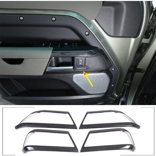 Car interior Door Frame Trim for Land Rover Defender 90 110 20-22 Carbon Fiber Door Inner Handle Decorative Frame Car Decoration