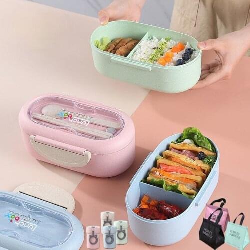 High Quality Microwave Lunch Boxes Leakproof Food Container Compartments Portable Japanese Bento Box Tableware 1000ml Lunchbox