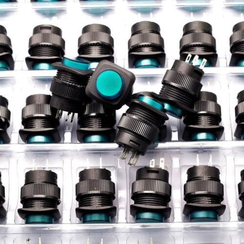 Green With light without lock / self-reset switch / R16-504BD cabinet 16MM 3A / 250V