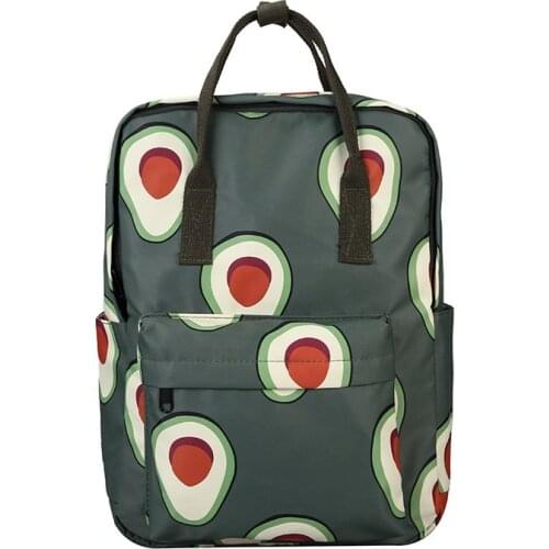 Korean Avocado Green Nylon Backpack Cute Fruit Print Tote Rucksack Women Large school bagpack for teenage girl mochila mujer